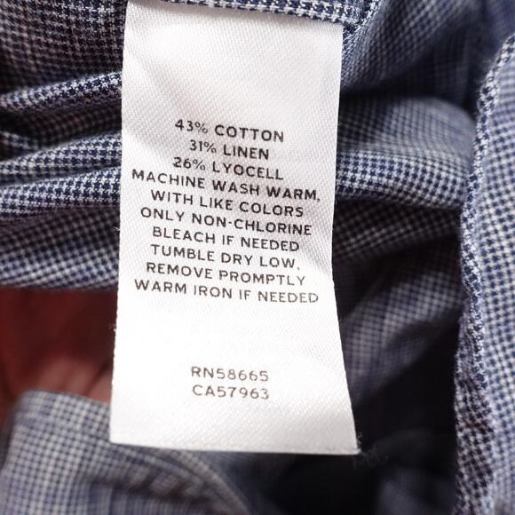 Nordstrom Shirt Mens 17.5 Blue Non Iron Trim Fit Plaid Dress Long Sleeve - Picture 8 of 9